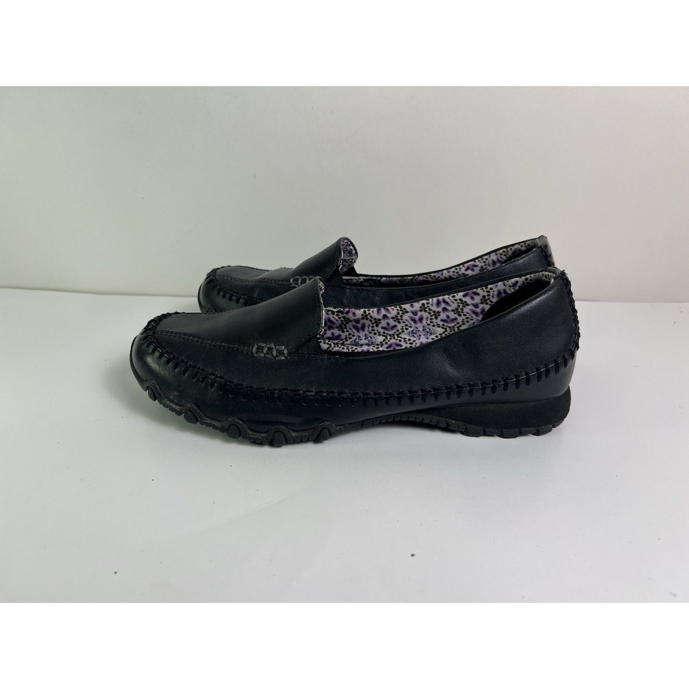 Skechers Relaxed Fit Bikers Cruisin Black Leather Loafer Casual Slip On Shoes 8 - Picture 2 of 7